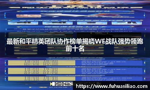 最新和平精英团队协作榜单揭晓WE战队强势领跑前十名