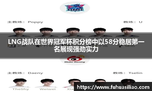 LNG战队在世界冠军杯积分榜中以58分稳居第一名展现强劲实力